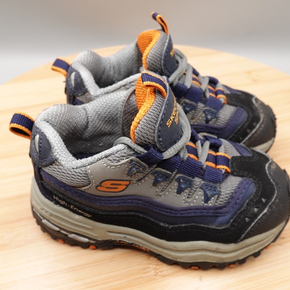 Skechers Shoes Baby 6 Blue Orange Sport High Energy 91052N Flaws - Picture 4 of 11